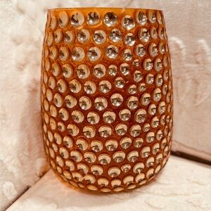 Amber Glass Accent Vase / Candleholder with Metallic Gold Dots
